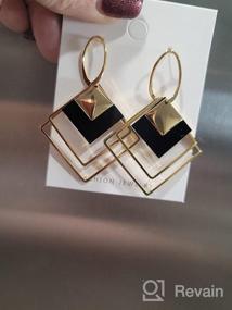 img 8 attached to Gold Plated Geometric Statement Earrings for Women and Girls - Black and White Dangle Drop Fashion Jewelry