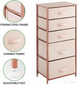 img 2 attached to 🗄️ mDesign Storage Dresser Furniture Unit - Tall Standing Organizer Tower for Bedroom, Office, Living Room, and Closet - 5 Drawer Removable Fabric Bins - Light Pink and Rose Gold Color Option