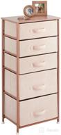 🗄️ mdesign storage dresser furniture unit - tall standing organizer tower for bedroom, office, living room, and closet - 5 drawer removable fabric bins - light pink and rose gold color option logo