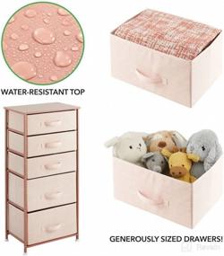 img 1 attached to 🗄️ mDesign Storage Dresser Furniture Unit - Tall Standing Organizer Tower for Bedroom, Office, Living Room, and Closet - 5 Drawer Removable Fabric Bins - Light Pink and Rose Gold Color Option