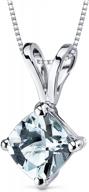 stunning peora aquamarine pendant in 14k white gold with cushion cut and solitaire design logo