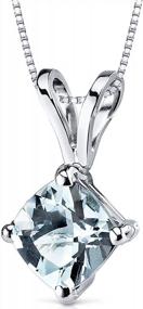 img 4 attached to Stunning Peora Aquamarine Pendant In 14K White Gold With Cushion Cut And Solitaire Design