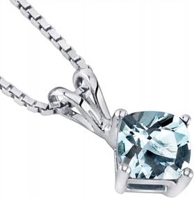 img 2 attached to Stunning Peora Aquamarine Pendant In 14K White Gold With Cushion Cut And Solitaire Design