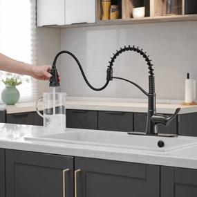 img 2 attached to Commercial Oil Rubbed Bronze Kitchen Faucet With High Arc Single Handle, Solid Brass Pull Down Spray And Gooseneck Pull Out - Bathfinesse Kitchen Sink Faucet With Deck Plate