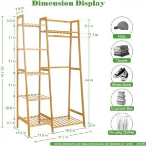 img 3 attached to Bamboo Clothing Rack With 5-Tier Storage Shelf For Coats, Jackets, Pants, Shoes, Plants - Perfect For Home, Laundry And Commercial Use (Ladder Design) By COOGOU