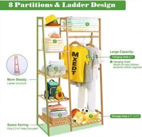 img 2 attached to Bamboo Clothing Rack With 5-Tier Storage Shelf For Coats, Jackets, Pants, Shoes, Plants - Perfect For Home, Laundry And Commercial Use (Ladder Design) By COOGOU