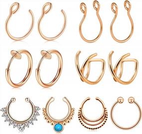 img 2 attached to Fashionable Non-Pierced Nose & Lip Rings: JFORYOU'S Clip On Hoop & Septum Ring Collection