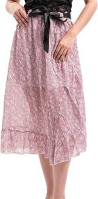 img 4 attached to ThCreasa Womens Floral Waisted Chiffon Women's Clothing ~ Skirts