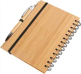 img 3 attached to Bamboo Spiral Notebook Set: Perfect For Journaling, Writing, Note Taking, And Planning With A Pen Included - 70 Sheets, A5 Size