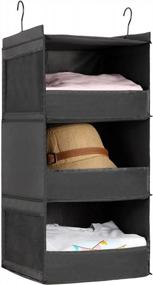 img 4 attached to Collapsible 3-Shelf Hanging Closet Organizer With 4 Side-Pockets - Ideal For RV Wardrobes, Storage Of Shoes, Toys, And Baby Clothes - DonYeco Hanging Organizer