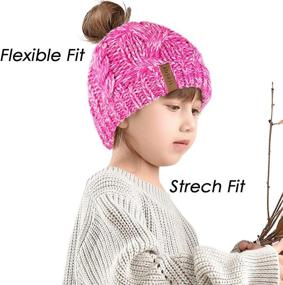 img 3 attached to Winter Girls Ponytail Beanie Toddler Girls' Accessories : Cold Weather