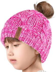 img 4 attached to Winter Girls Ponytail Beanie Toddler Girls' Accessories : Cold Weather