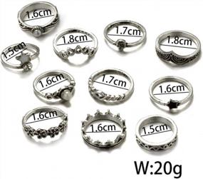 img 1 attached to YERTTER 11 PCS Vintage Silver Ring Set Crystal V Shape Flower Rings Set Crown Rings Set Joint Knuckle Ring Set Finger Rings Stackable Retro Mid Rings For Women And Girls