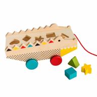 🐊 petit collage rock & roll alligator shape sorting and pull toy - best wooden alligator toy for 18+ months - includes 5 wooden shapes, durable wood, perfect gift логотип