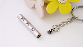 img 3 attached to COCO Park Engraved Pet Paw/Dog Paw Cylinder Ash Pendant Memorial Keychain Urn Cremation Jewelry Stainless Steel Keyring