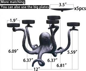 img 3 attached to Набор из 5 подсвечников Octopus Tealight - декор на Хэллоуин для стола, стола или камина (черный)