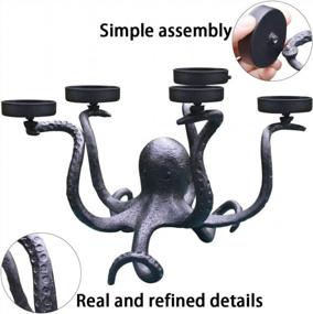 img 2 attached to Набор из 5 подсвечников Octopus Tealight - декор на Хэллоуин для стола, стола или камина (черный)