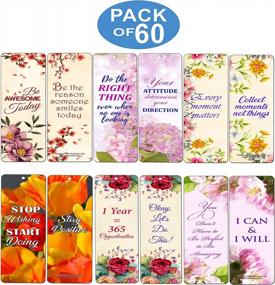 img 3 attached to Премиум-набор из 60 вдохновляющих цветочных закладок для позитивного мышления для женщин - оптовая упаковка разного качества - идеальный подарок для девушек, дам и жен