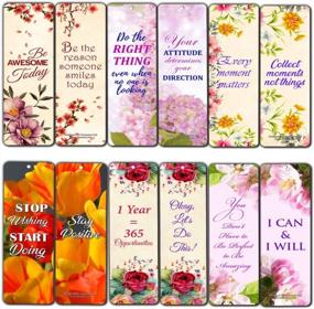 img 4 attached to Premium Set Of 60 Inspiring Floral Positive Mindset Bookmarks For Women - Assorted Quality Bulk Pack - Perfect Gift For Girls, Ladies, And Wives