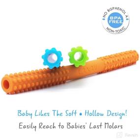 img 2 attached to 👶 Hollow Teething Tubes (6.8 inches) – Gentle Silicone Teething Toys for 3-6 Months & 6-12 Months Babies - BPA Free/Dishwasher & Refrigerator Friendly (Blue+Orange)