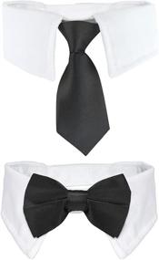 img 4 attached to 🐾 KOOLMOX Black Dog Bow and Tie Set with White Collar: Stylish Tuxedo Tux Suits for Medium to Large Dogs and Cats - Perfect for Wedding, Birthday, or Valentine's Day Costumes - 2 Pack Black