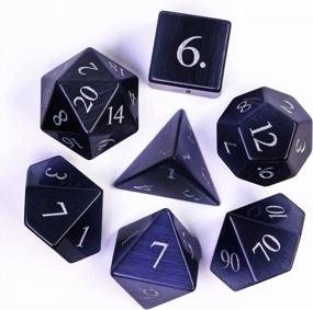 img 4 attached to Experience The Magic With UDIXI'S Handmade Natural Gemstone D&D Dice Set In Dark Purple Cat'S Eye