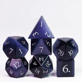 img 2 attached to Experience The Magic With UDIXI'S Handmade Natural Gemstone D&D Dice Set In Dark Purple Cat'S Eye