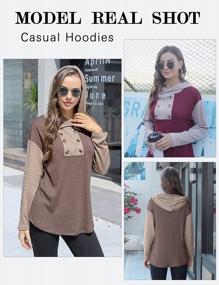 img 2 attached to Women'S Color Block Hoodies: Furnex Casual Long Sleeve Sweatshirts With Buttons Pullover Shirt