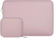 mosiso laptop sleeve compatible with macbook pro 15 inch touch bar a1990 a1707, 15 surface laptop 4/3, dell xps 15 2020, hp stream 14, acer swift 3 14, neoprene bag with small case, baby pink logo