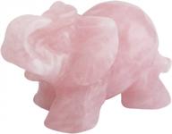 sunyik rose quartz elephant pocket statue kitchen guardian healing figurine decor 1.5 logo
