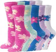 warm & cozy fuzzy socks for women - slip-resistant winter plush socks by debra weitzner - perfect christmas gift - 5/6 pairs logo