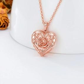 img 3 attached to Sterling Silver/Real Gold Locket Necklace With Sunflower And Rose Gold - Holds Pictures Photo Keep Someone Near To You Personalized Gift