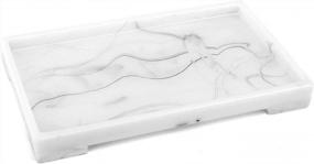 img 4 attached to White Marble Vanity Tray For Bathrooms, Kitchens And Countertops - Luxspire Toilet Tank And Sink Storage Organizer - Decorative Resin Tray For Makeup, Towels, Perfumes And More - 9.6 X 6 Inches (M)
