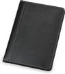 compact and professional: samsill contrast stitch leather small portfolio for men & women - ideal business padfolio with mini writing pad (5x8), black logo