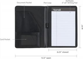 img 2 attached to Compact And Professional: Samsill Contrast Stitch Leather Small Portfolio For Men & Women - Ideal Business Padfolio With Mini Writing Pad (5X8), Black