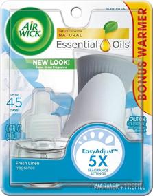 img 4 attached to 🏞️ Air Wick Plug-in Scented Oil Kit (Warmer + 1 Refill), Fresh Linen, Familiar Fresh Laundry Scent, Updated Packaging, May Vary, Essential Oils, Air Freshener