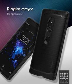 img 3 attached to Black Ringke Onyx Case For Sony Xperia XZ2 - Brushed Metal Design, Dynamic Stroked Line Pattern, Durable And Anti-Slip, Impact Shock Absorbent, Slim And Flexible - Enhance Your Xperia XZ2 Experience