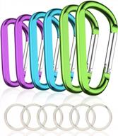 conveniently organize your keys: 6-piece set of large 3 inch black aluminum carabiner clips with keyring hook logo