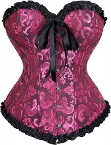 img 4 attached to Floral Lace-Up Back Corset Bustier Top - Sexy Lingerie For Women Plus Size