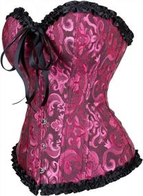 img 3 attached to Floral Lace-Up Back Corset Bustier Top - Sexy Lingerie For Women Plus Size