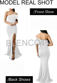 img 3 attached to BLENCOT Womens Off The Shoulder Party Dresses One Sleeve Slit Maxi Bodycon Prom Dress Evening Cocktail Long Dress