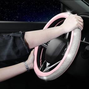 img 3 attached to 💎 Dazzle and Glamour: Bling Diamond Leather Steering Wheel Cover for Women and Girls - Enhance Your Drive with Crystal Rhinestones, Universal Fit 15 Inch Car Steering Wheel Cover Accessories