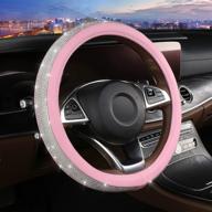 💎 dazzle and glamour: bling diamond leather steering wheel cover for women and girls - enhance your drive with crystal rhinestones, universal fit 15 inch car steering wheel cover accessories логотип