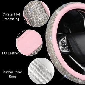img 2 attached to 💎 Dazzle and Glamour: Bling Diamond Leather Steering Wheel Cover for Women and Girls - Enhance Your Drive with Crystal Rhinestones, Universal Fit 15 Inch Car Steering Wheel Cover Accessories