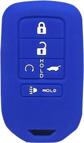 img 3 attached to 🔑 BTSMONE Silicone Full Protective Key Fob Remote Cover Case for 2015-2019 Honda Civic Accord Pilot CR-V - Blue, 5 Buttons Smart Key