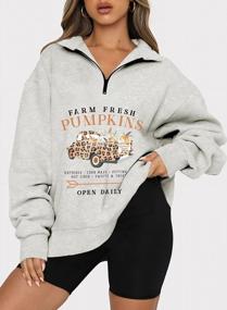 img 3 attached to Oversized Fleece Half-Zip Sweatshirts For Women - Solid Color Drop Shoulder Workout Pullover In S-2XL Sizes By BLENCOT