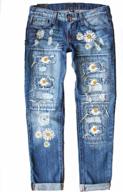 👖 plaid patch boyfriend skinny distressed denim jean pants by evaless - ripped jeans for women логотип