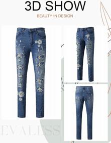 img 3 attached to 👖 Plaid Patch Boyfriend Skinny Distressed Denim Jean Pants by EVALESS - Ripped Jeans for Women
