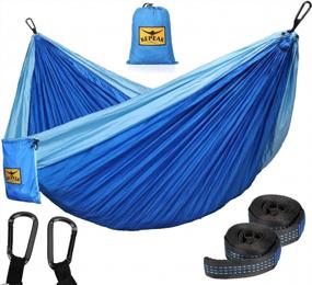 img 4 attached to Camping Hammock For Double And Single Use - Lightweight Portable Nylon Parachute With Tree Straps For Outdoor Backpacking, Survival, Patio, And Travel From KEPEAK