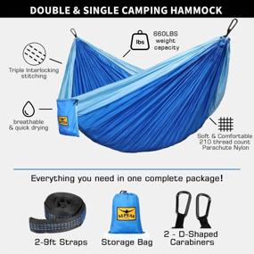 img 3 attached to Camping Hammock For Double And Single Use - Lightweight Portable Nylon Parachute With Tree Straps For Outdoor Backpacking, Survival, Patio, And Travel From KEPEAK